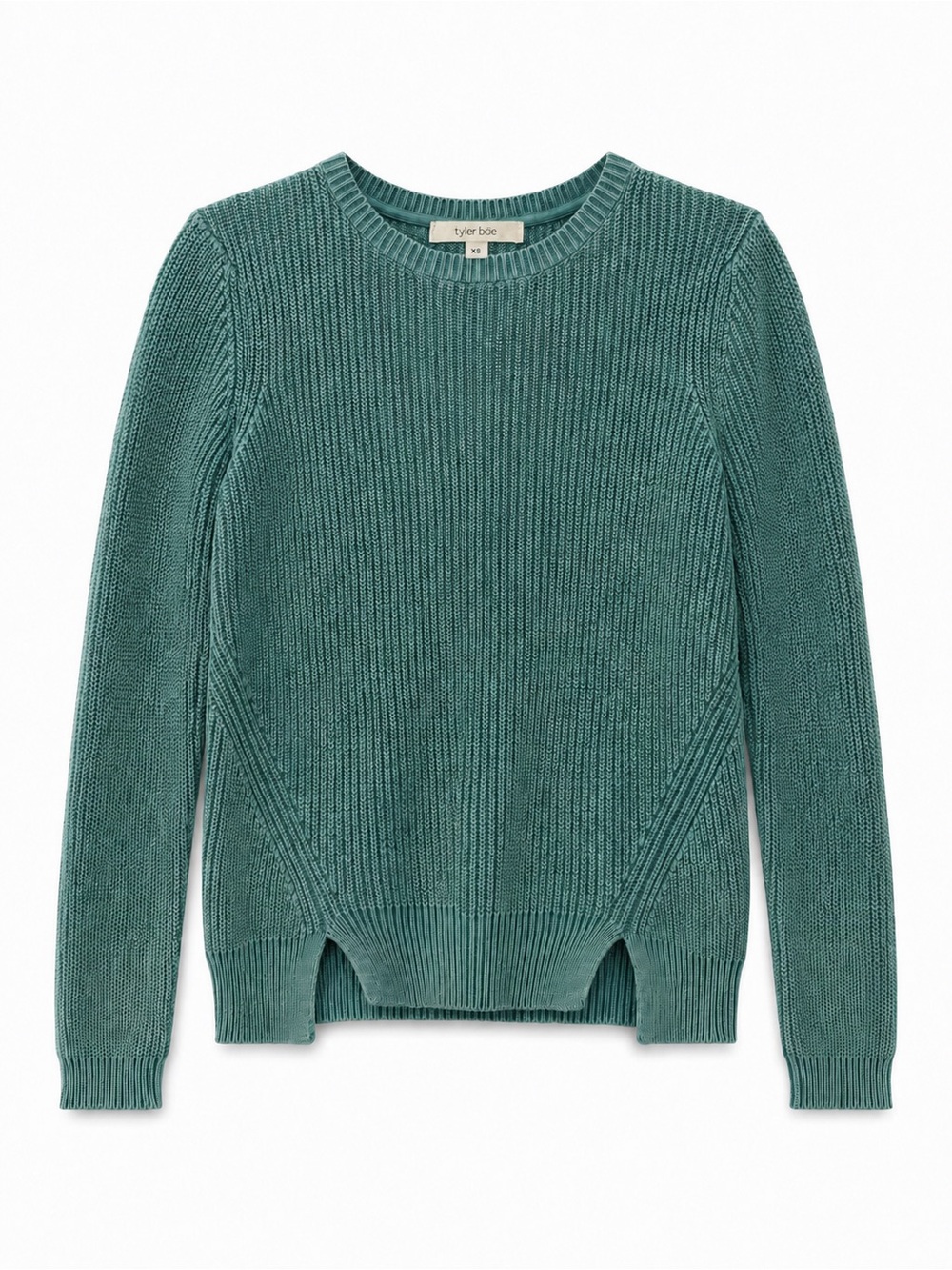 Tyler Böe Teal Green 100% Cotton Ribbed Knit Sweater Size XS